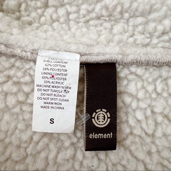 Element Tan Zip Front Jacket with Faux Sherpa Lining and Collar Size Small - Picture 12 of 16